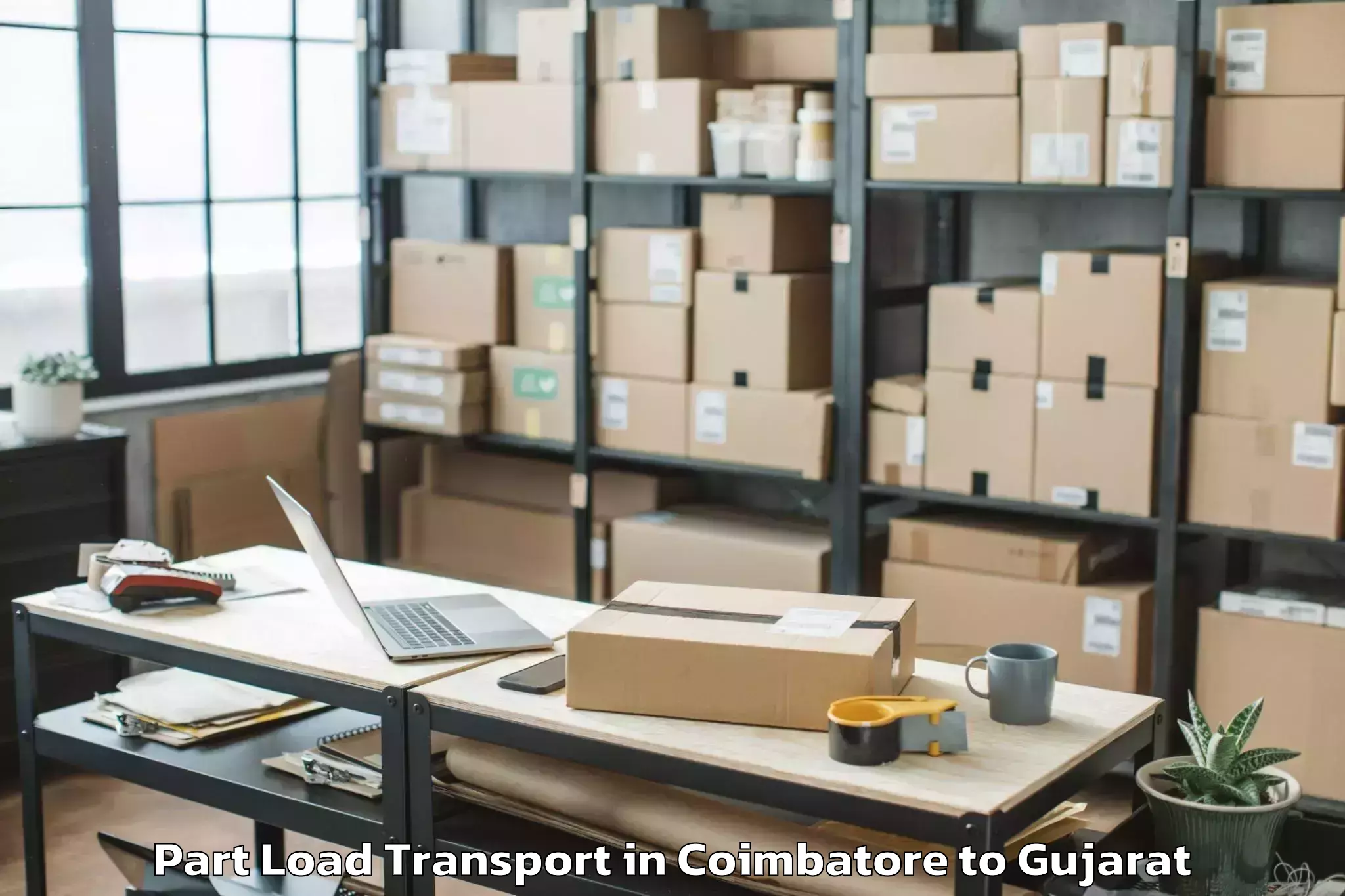 Top Coimbatore to Jhagadia Part Load Transport Available